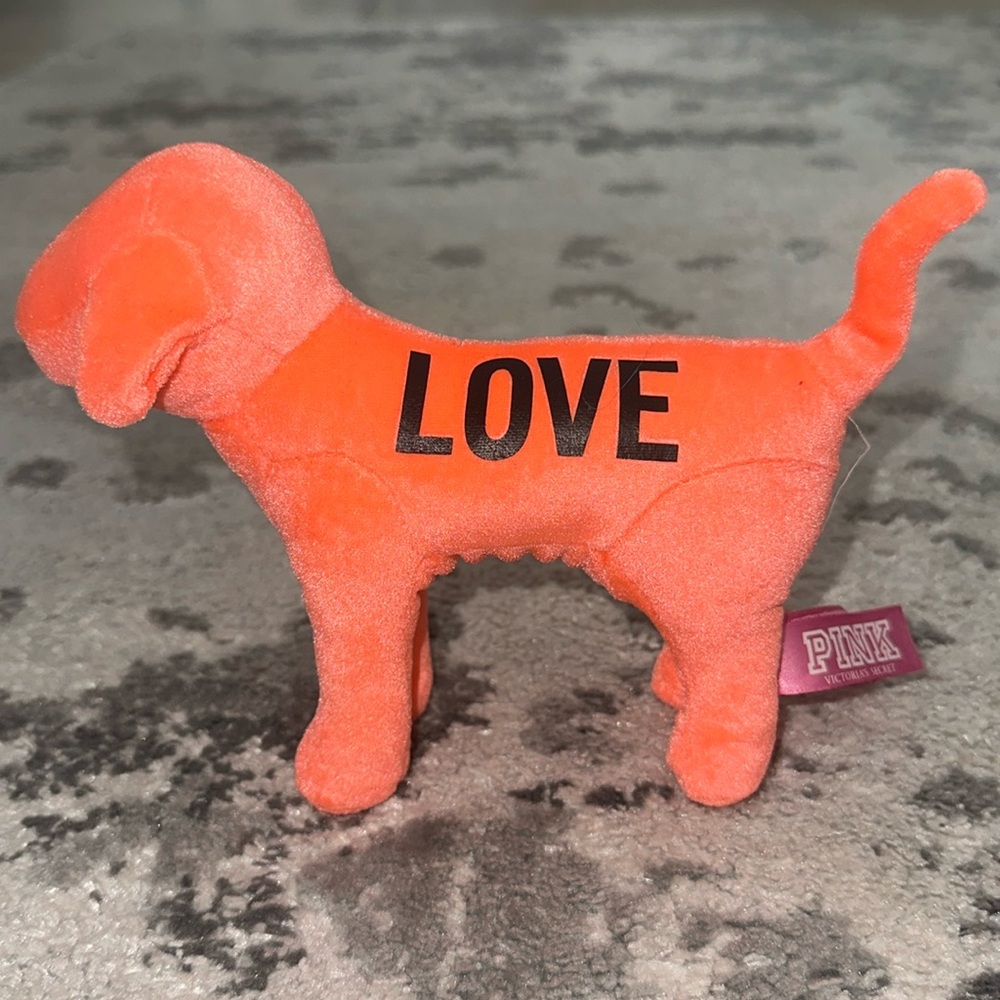 Victoria Secret Pink velvet orange plush dog - Picture 1 of 4
